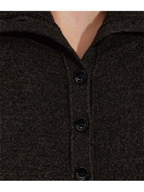 Cardigan in lana con bottoni Lemaire | PO0047 LK1070BK674 BLACKMELANGE